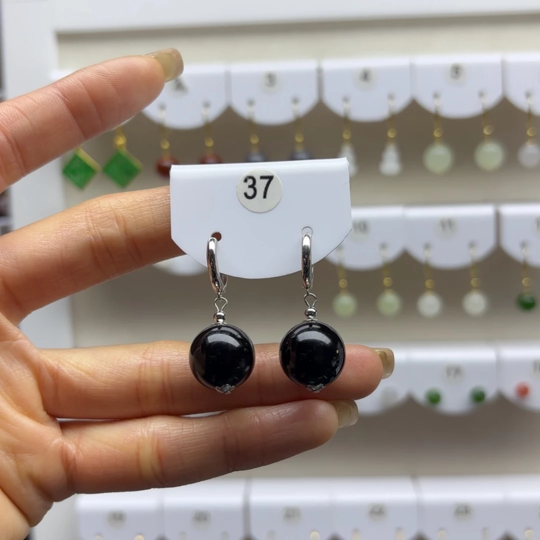 玛瑙/玉髓银S925镶嵌耳饰