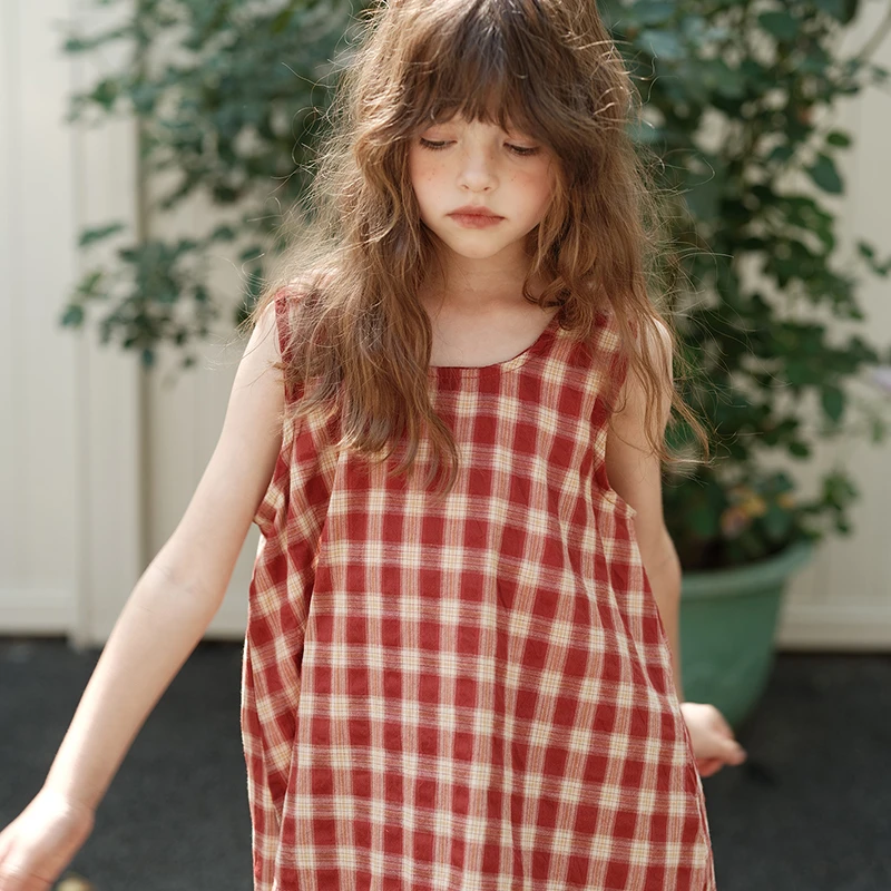 史豌豆女童红格子上衣 Y4336