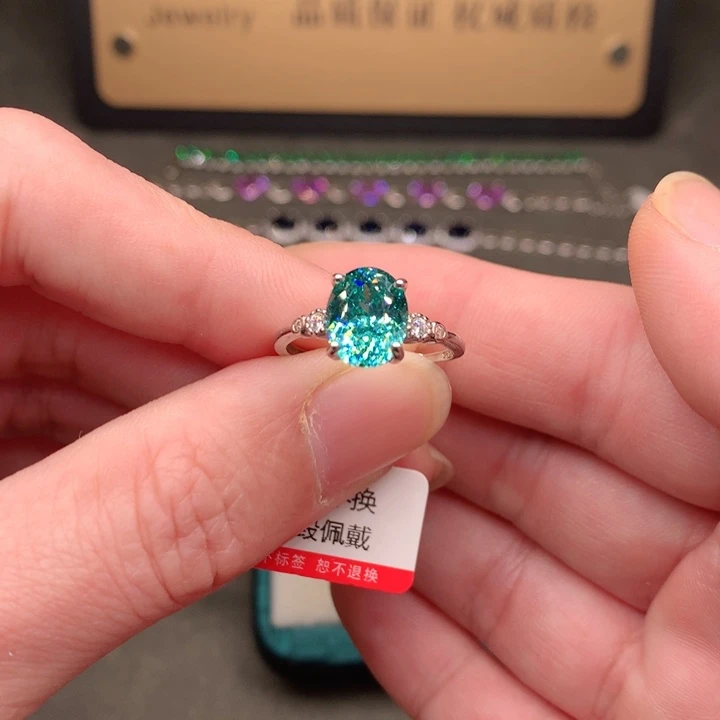 银S925镶嵌戒指帕拉依巴碧玺蓝绿