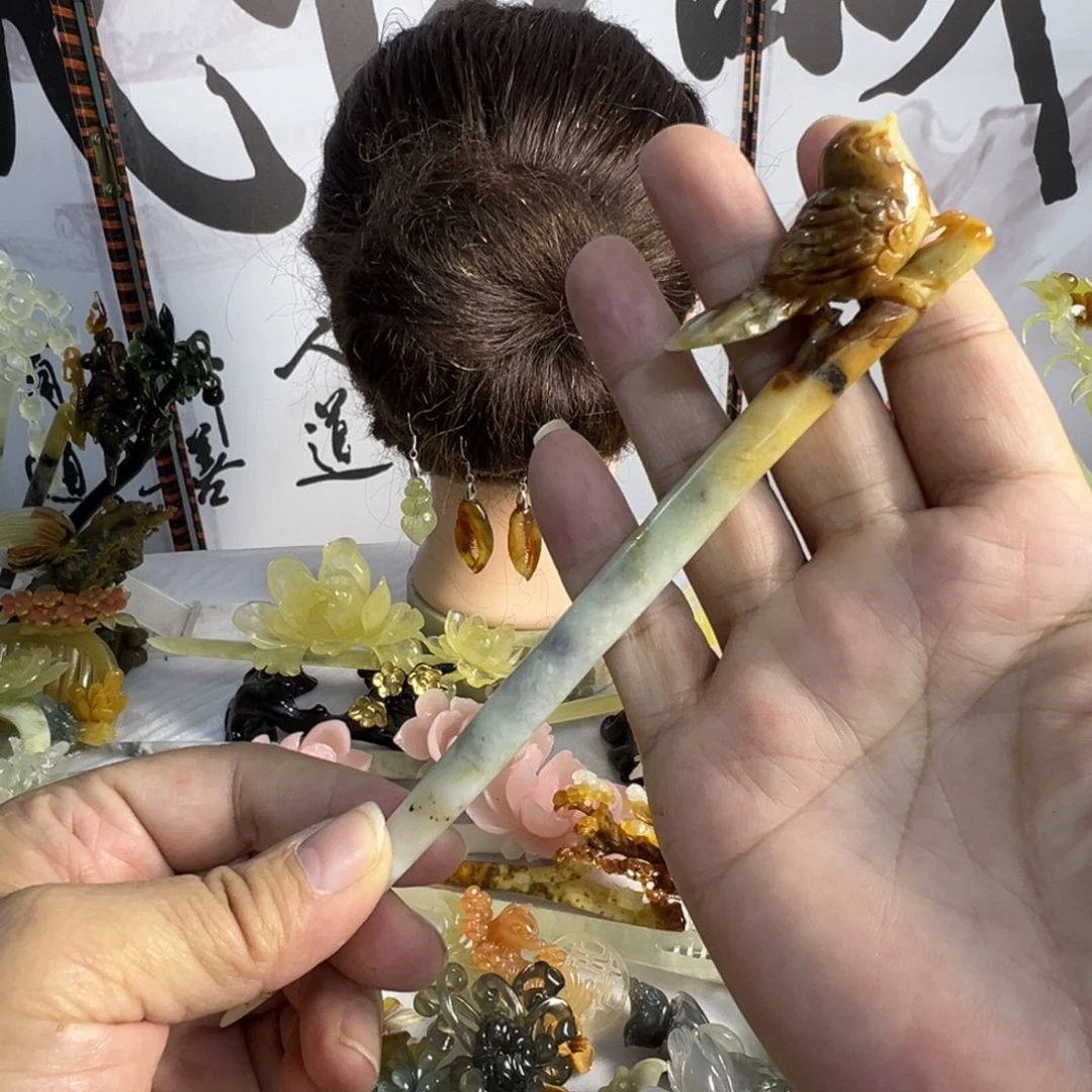 蛇纹石玉未镶嵌发饰