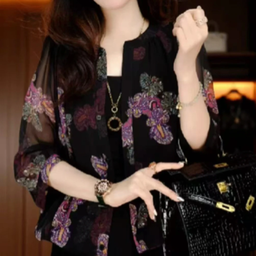 0女装百搭时尚洋气妈妈装休闲小外披上衣