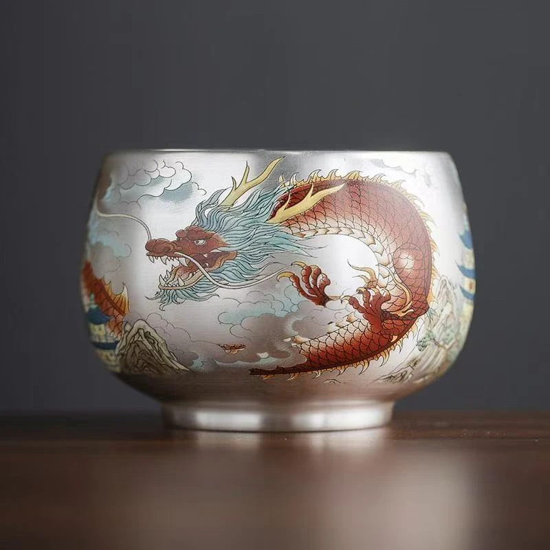 釉里红鎏银【龙罗汉杯】-皇杰造物礼盒5106