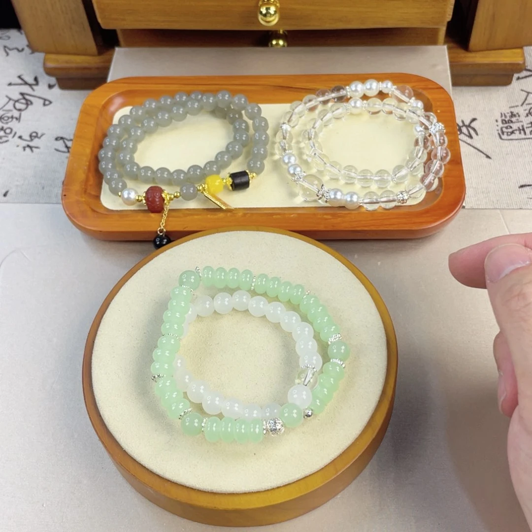 玛瑙手链银S925镀金镶嵌