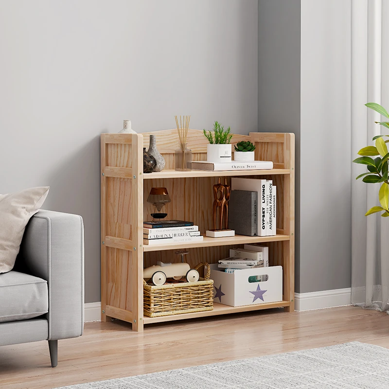 落地书柜书架置物架家用储物柜多层收纳架自由组合柜实木矮格子柜