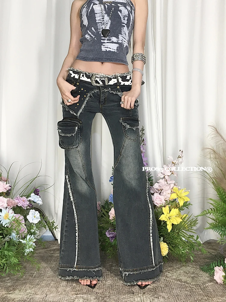 6NE  微喇叭牛仔裤女2025新款春高腰修身显瘦拖地裤复古夏季水洗