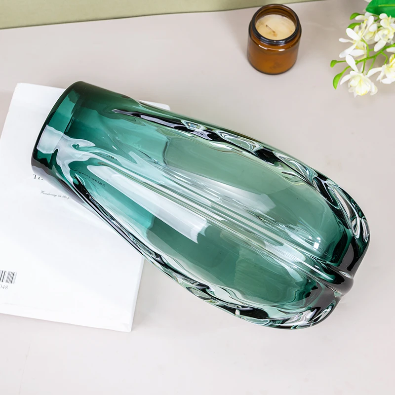 [色彩]TA047-Z2轻奢简约北欧绿色大号琉璃高档客厅插花花器