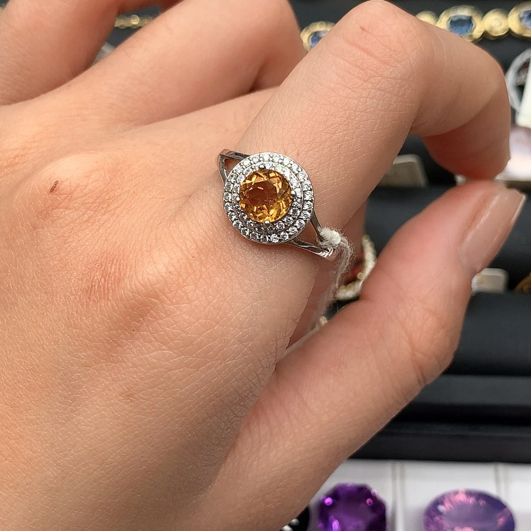 银S925镶嵌戒指黄晶