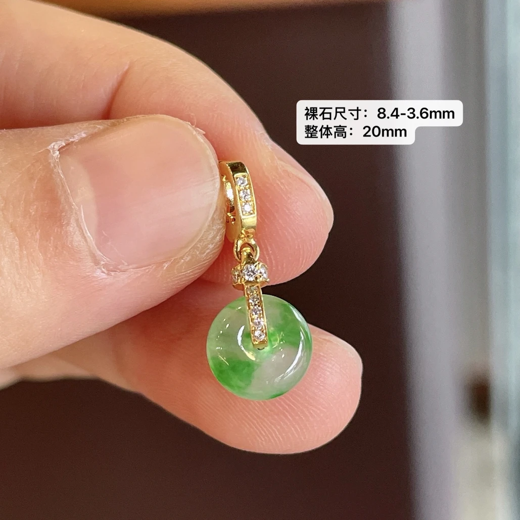 冰种起胶金丝绿平安扣提溜