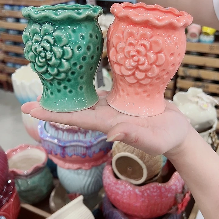 有孔，凑单福利满10元发货陶瓷多肉花盆！