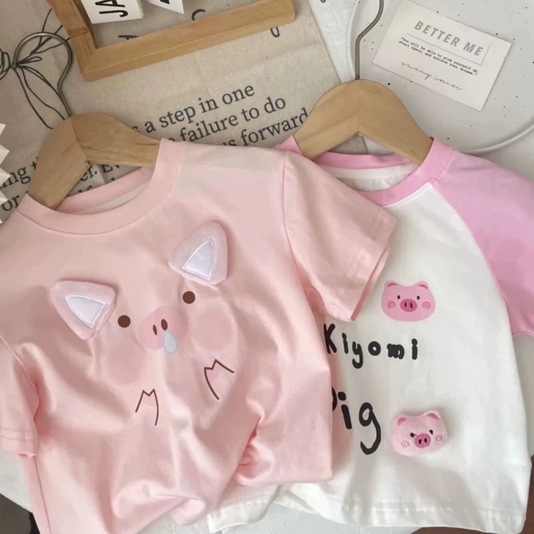 童装男女儿童宝宝夏季立体小猪中小儿童洋气可爱短袖T恤上衣服潮t