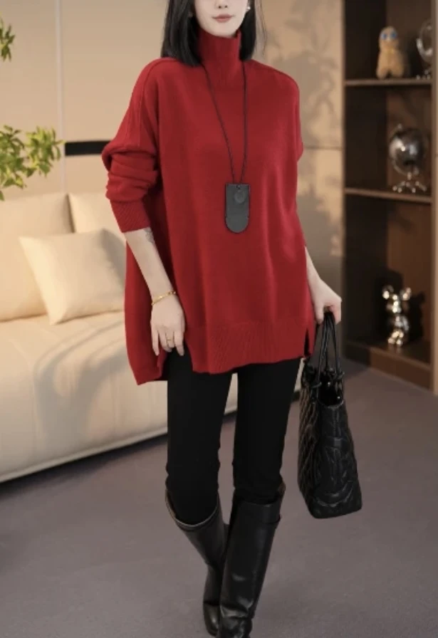 慵懒风冬季纯色百搭羊毛衫高级感气质百搭针织衫显瘦减龄软糯高领