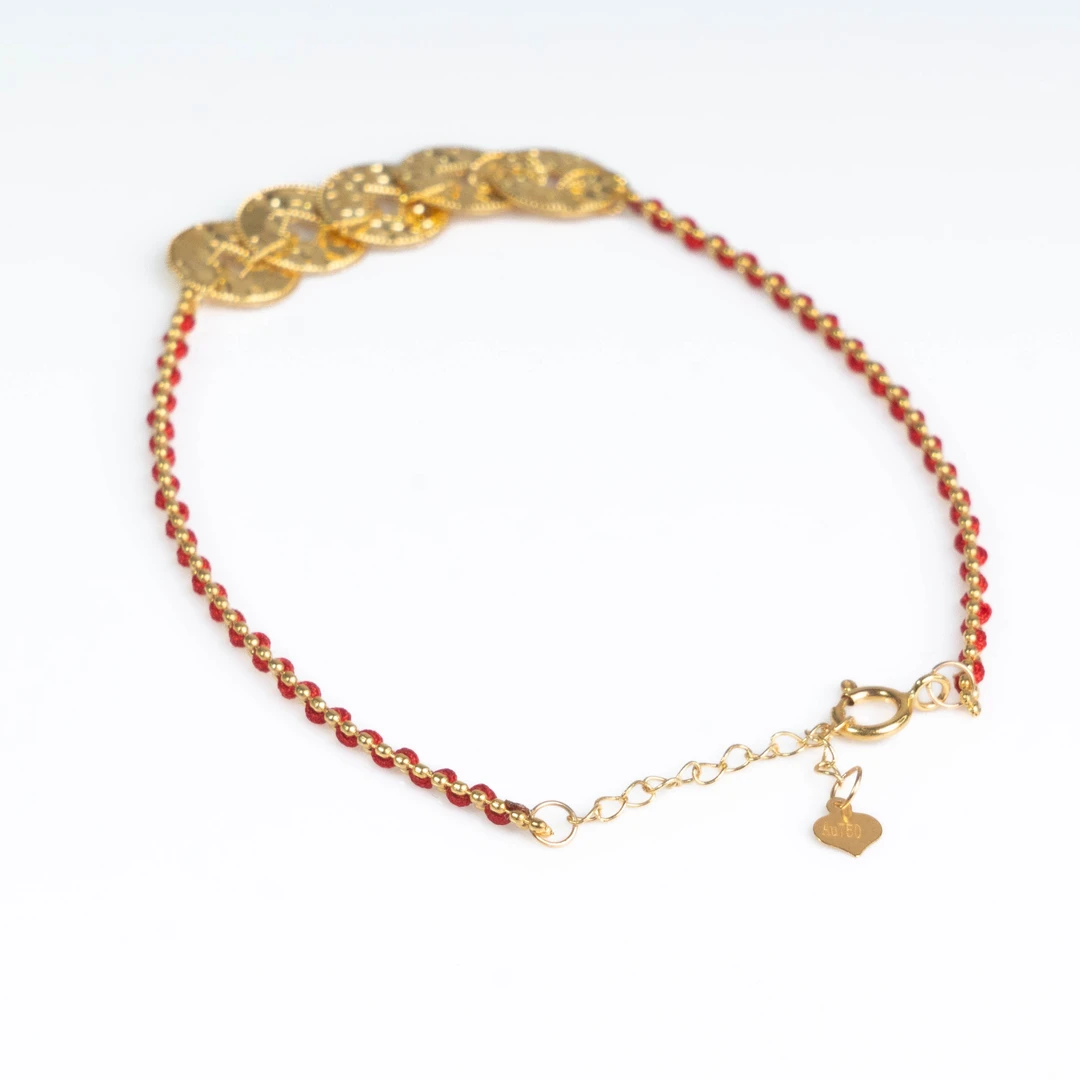 【大D】18K金/车花五帝币手链