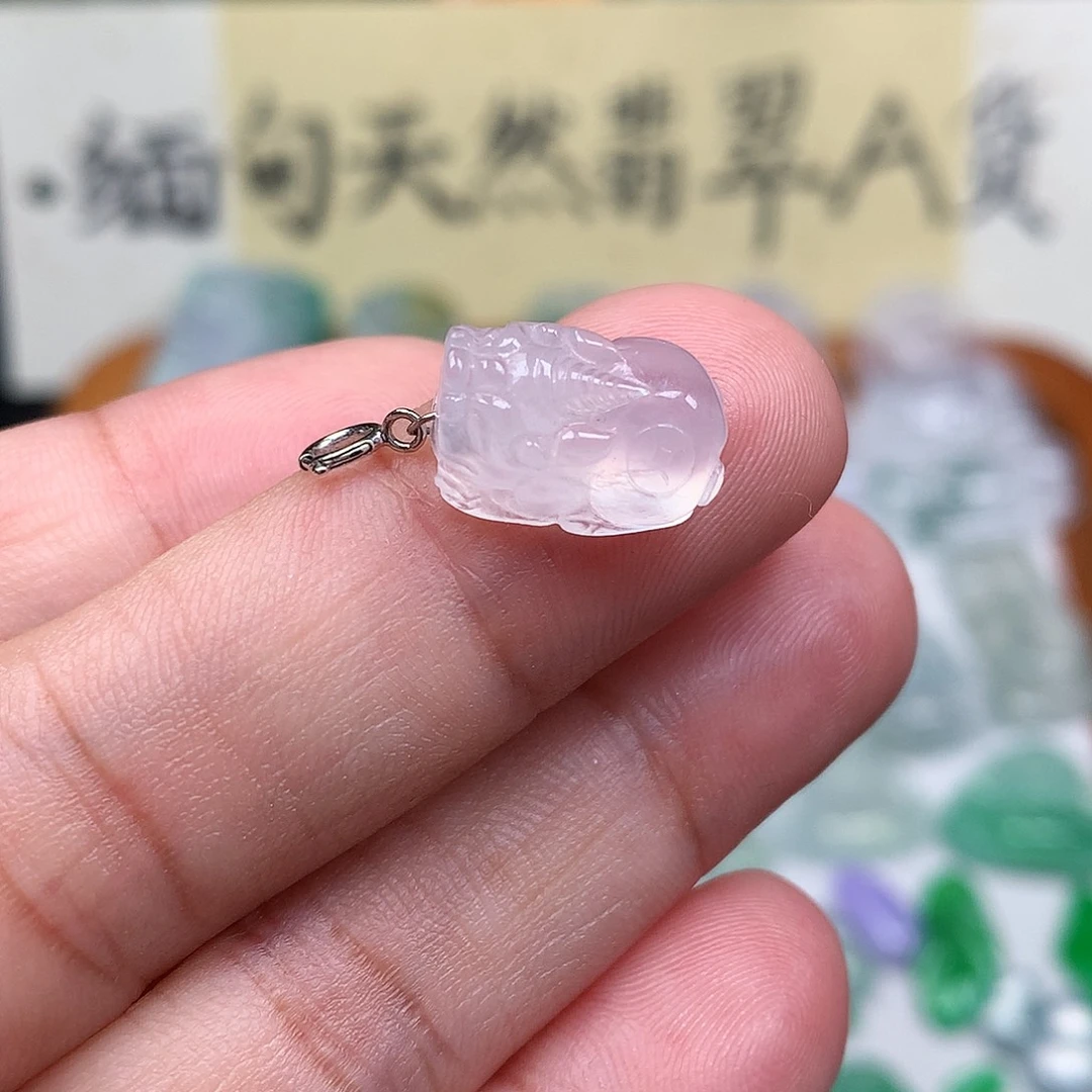 翡翠裸石18K金镶嵌缅甸天然A货翡翠冰种貔貅