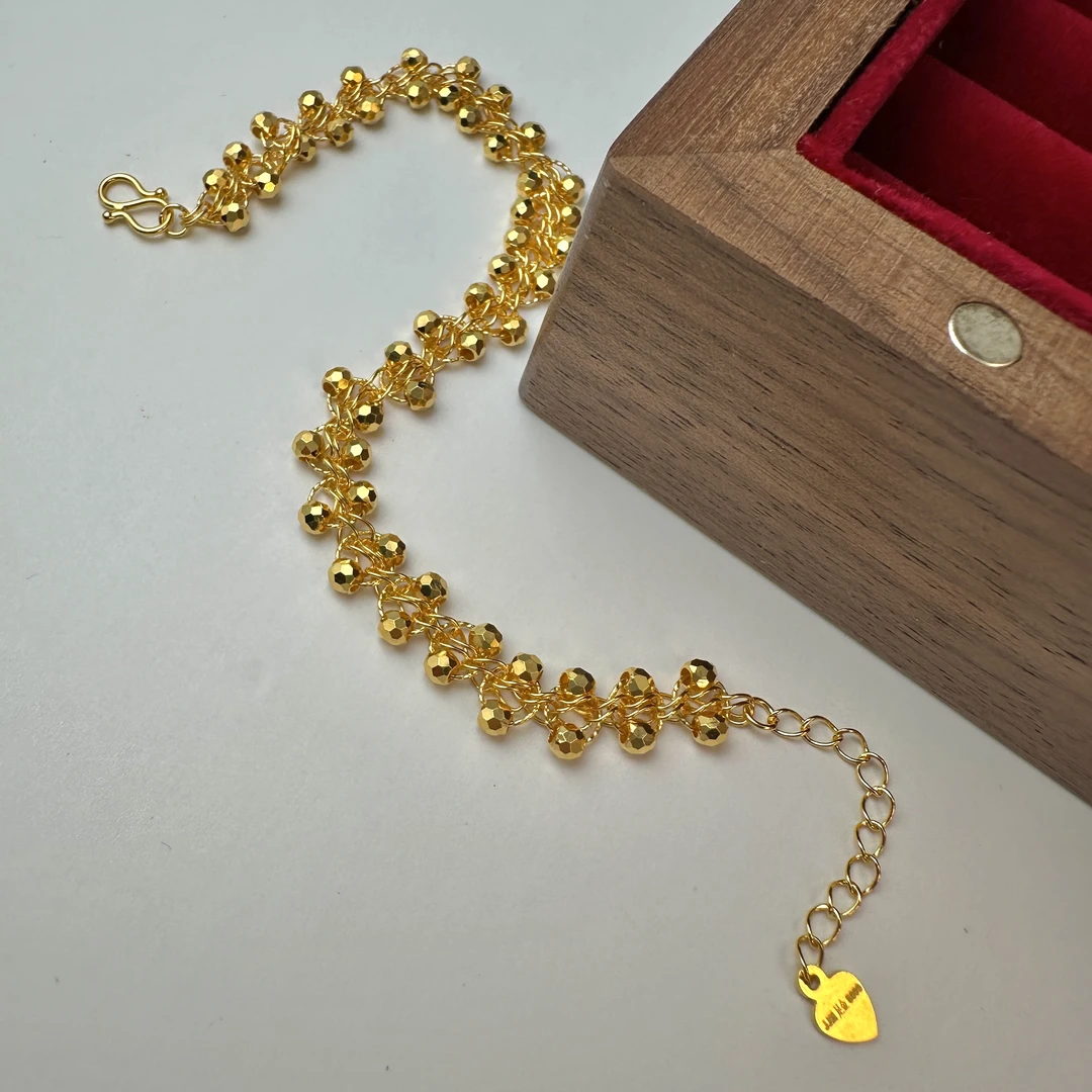 足银手链 999蕾丝镂空手链闪光幻彩细链设计派对风时尚轻奢叠搭