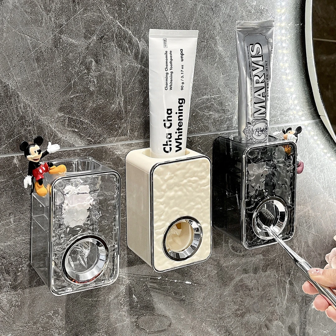 自动挤牙膏器2024新款壁挂式儿童牙膏置物架懒人神器挤压器牙刷架