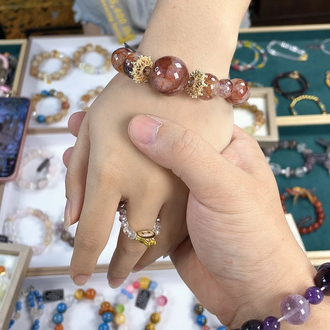 水晶手链银S925镀金镶嵌