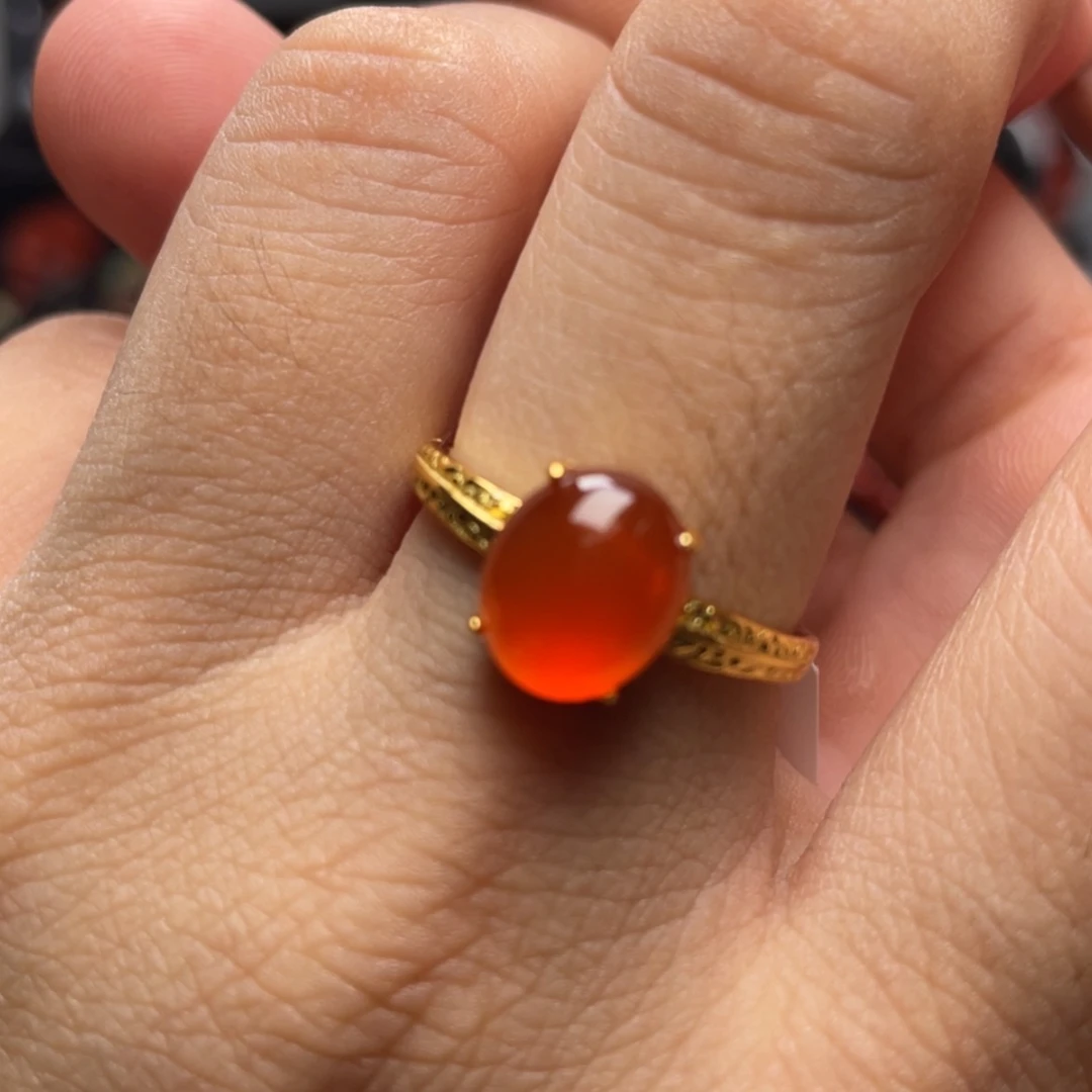 【闪购商品】银S925镶嵌保山冰红戒指南红玛瑙