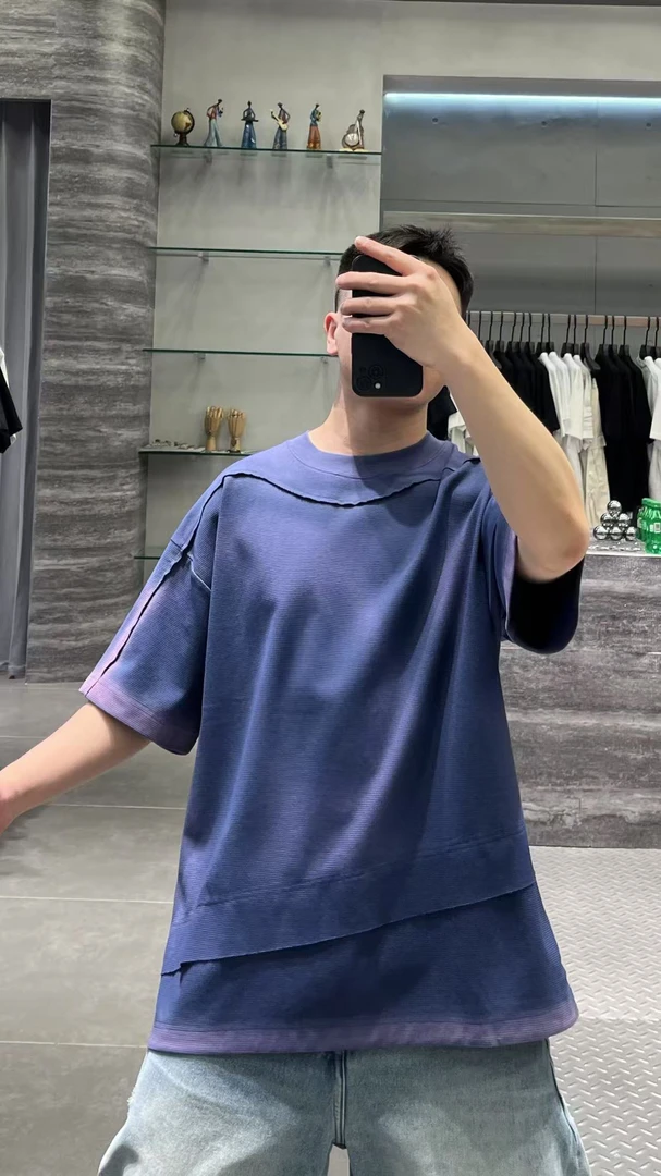 速干男装运动短袖时尚设计师T恤夏季宽松日常晕染中年无工艺