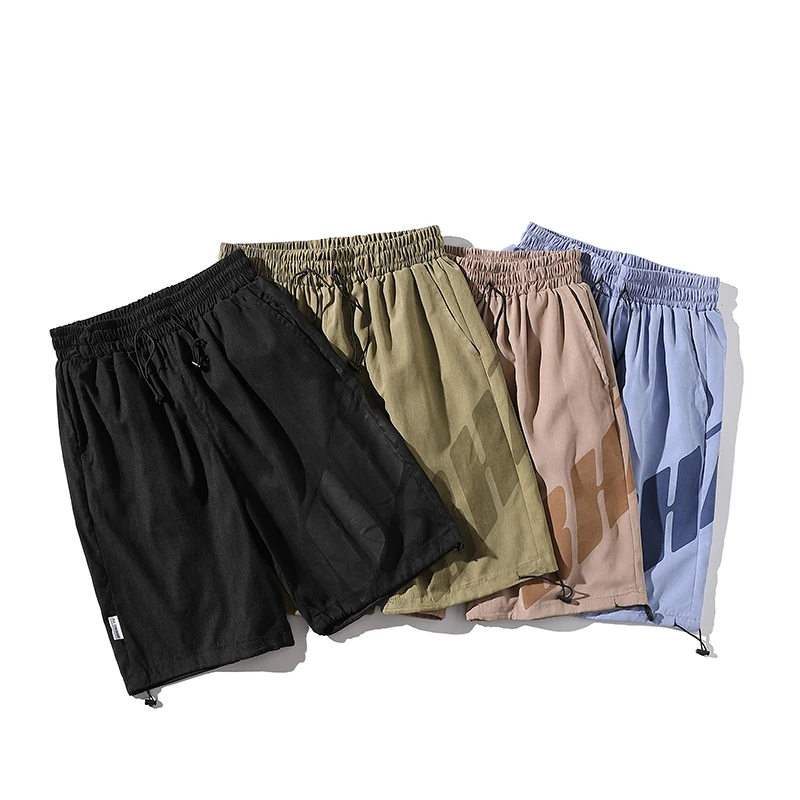 D16夏季潮牌港风复古情侣百搭字母休闲运动短裤