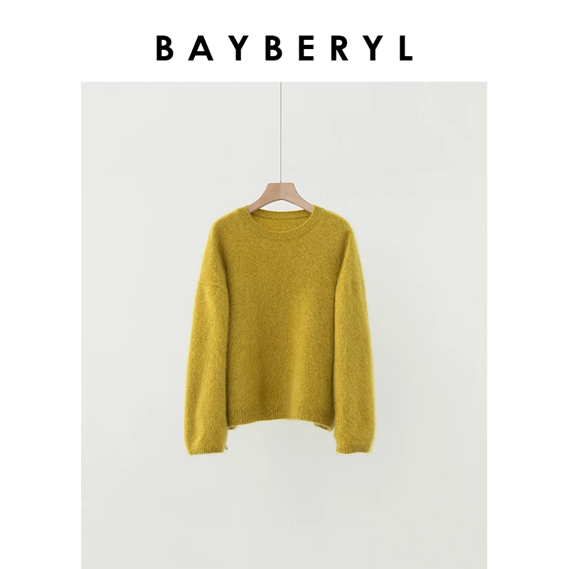 BAYBERYL老贝莓果*拉绒柔软慵懒圆领套头针织衫ZZS4H3103-10/31