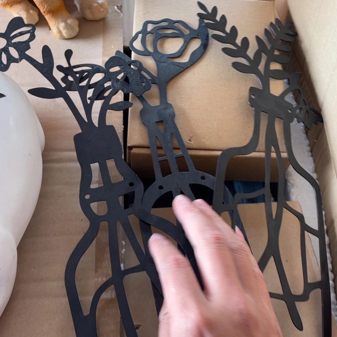【闪购商品】铁艺黑色花朵三个壁挂
