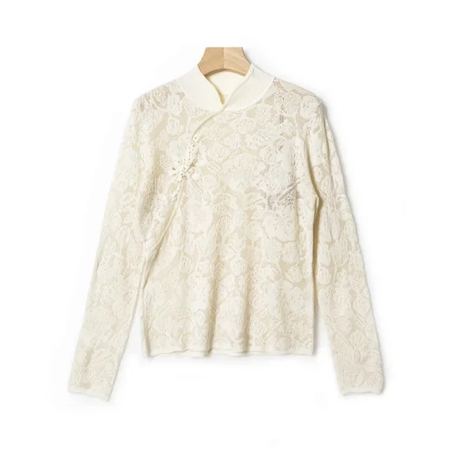 【冬姐精选】钉珠镂空立领针织衫上衣SY2467