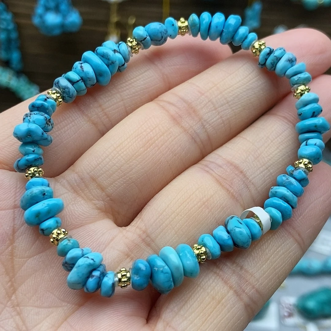 绿松石未镶嵌藏扣手串
