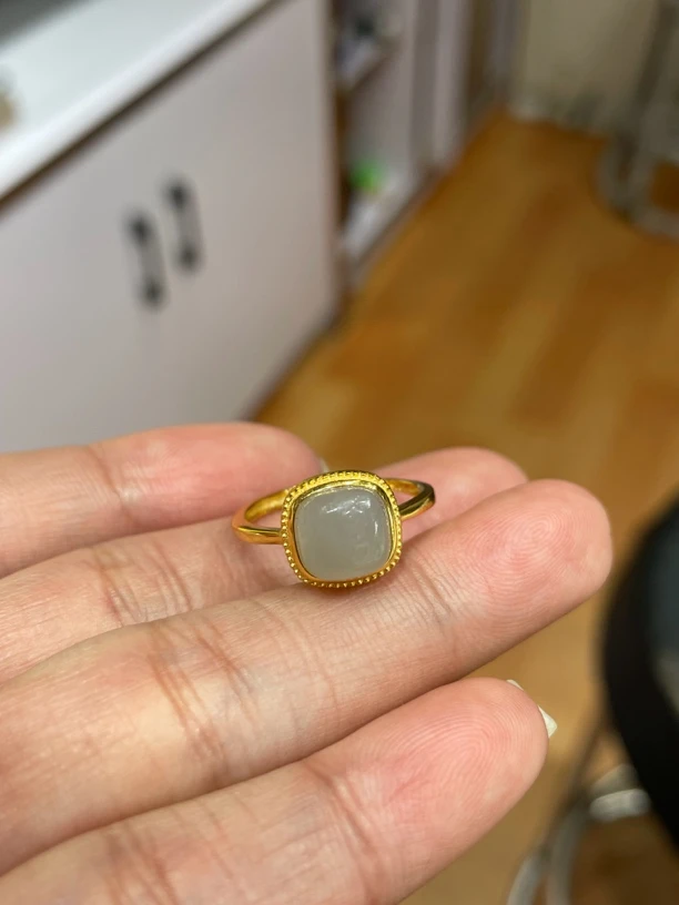 和田玉方糖戒指好看