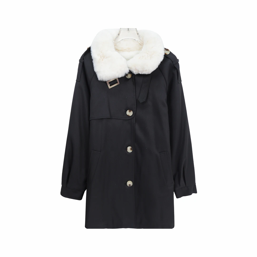 韩版加绒气质中长款保暖时尚收腰显瘦外套X27904