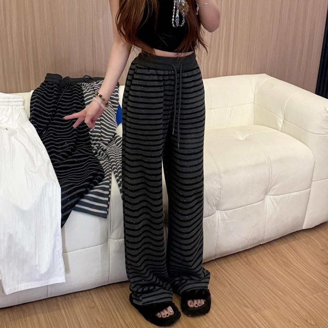 李馨儿【星空裤】休闲裤运动时尚宽松亲肤感韩版条纹洋气休闲裤