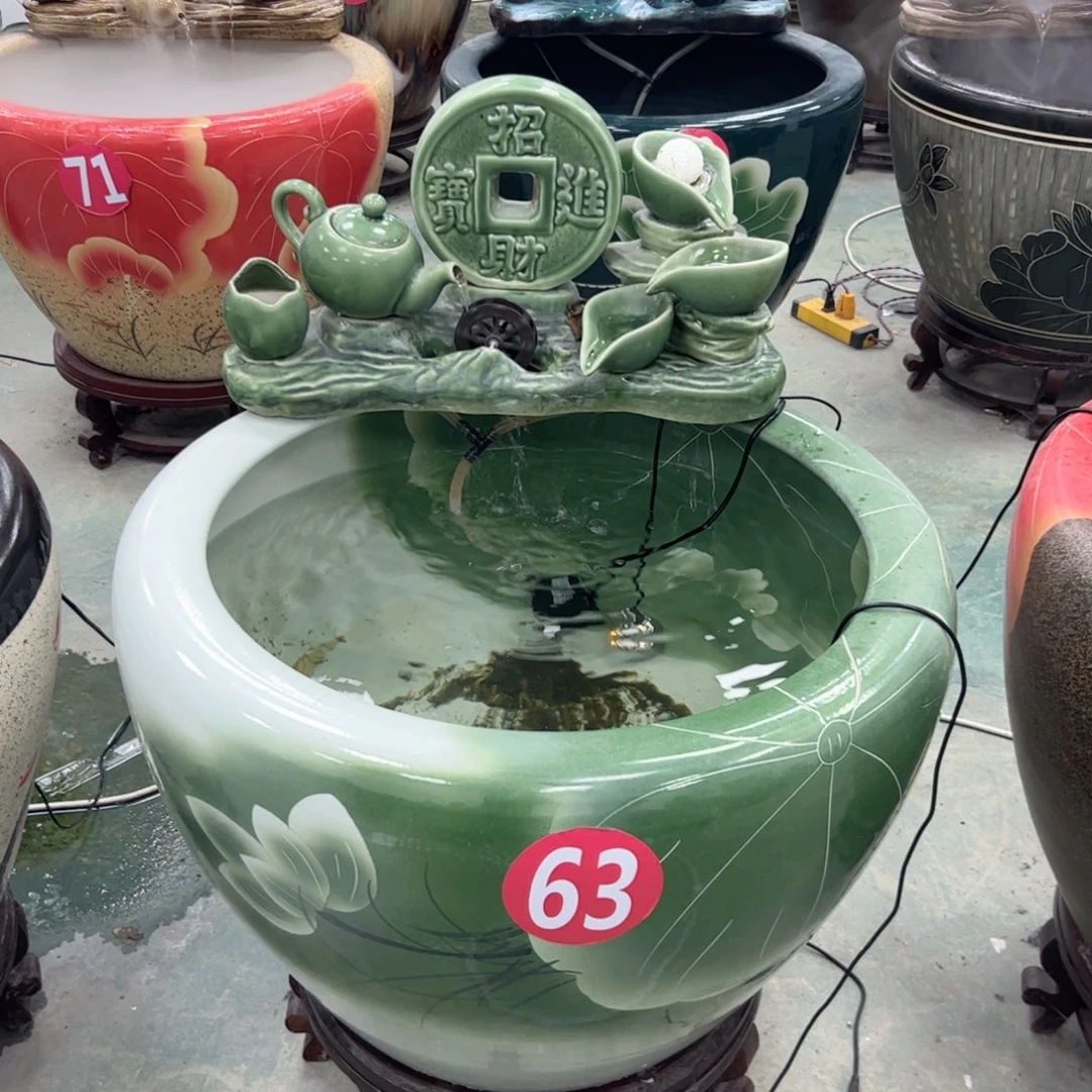 幸***生瓷片如图流水摆件一整套