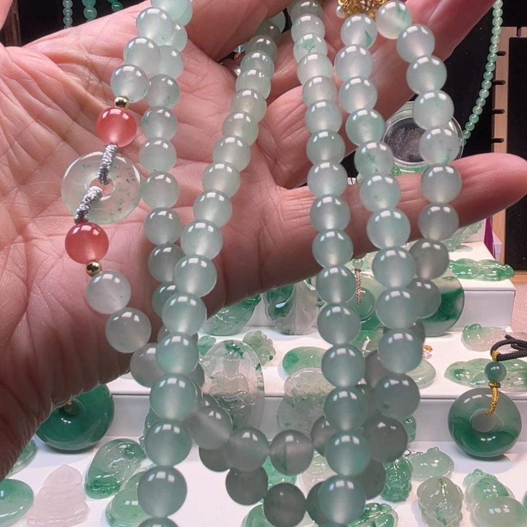 石英质玉项链合金108颗卡7+