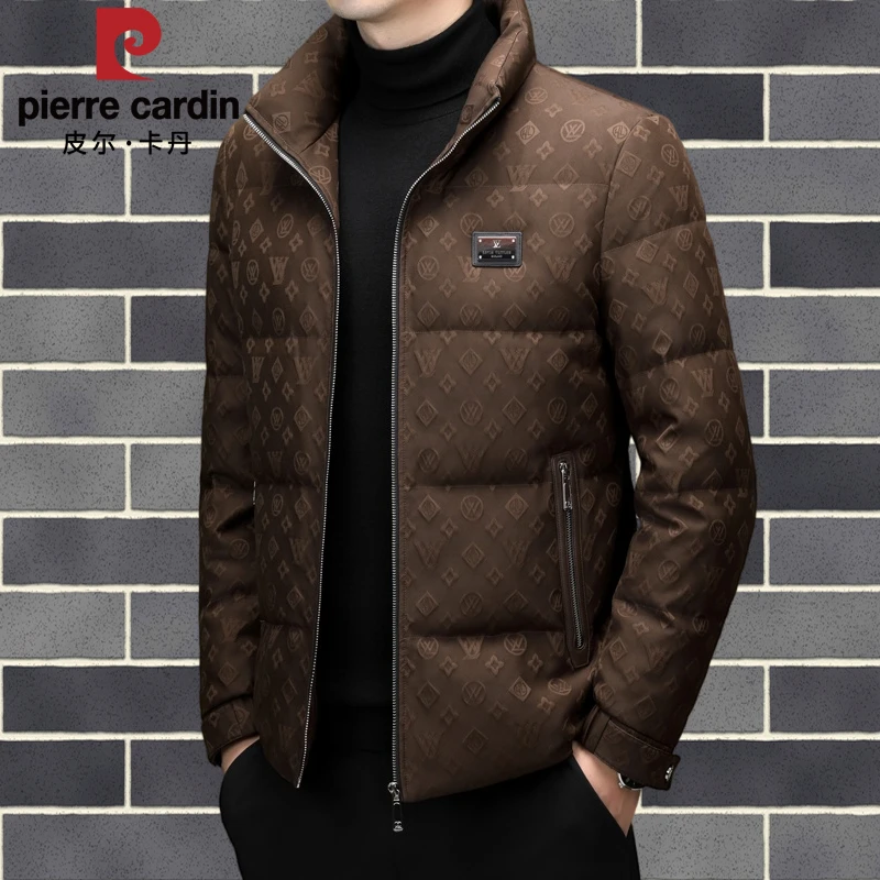 皮尔卡丹立领羽绒服男短款2025冬季新款中年时尚修身抗寒加厚外套