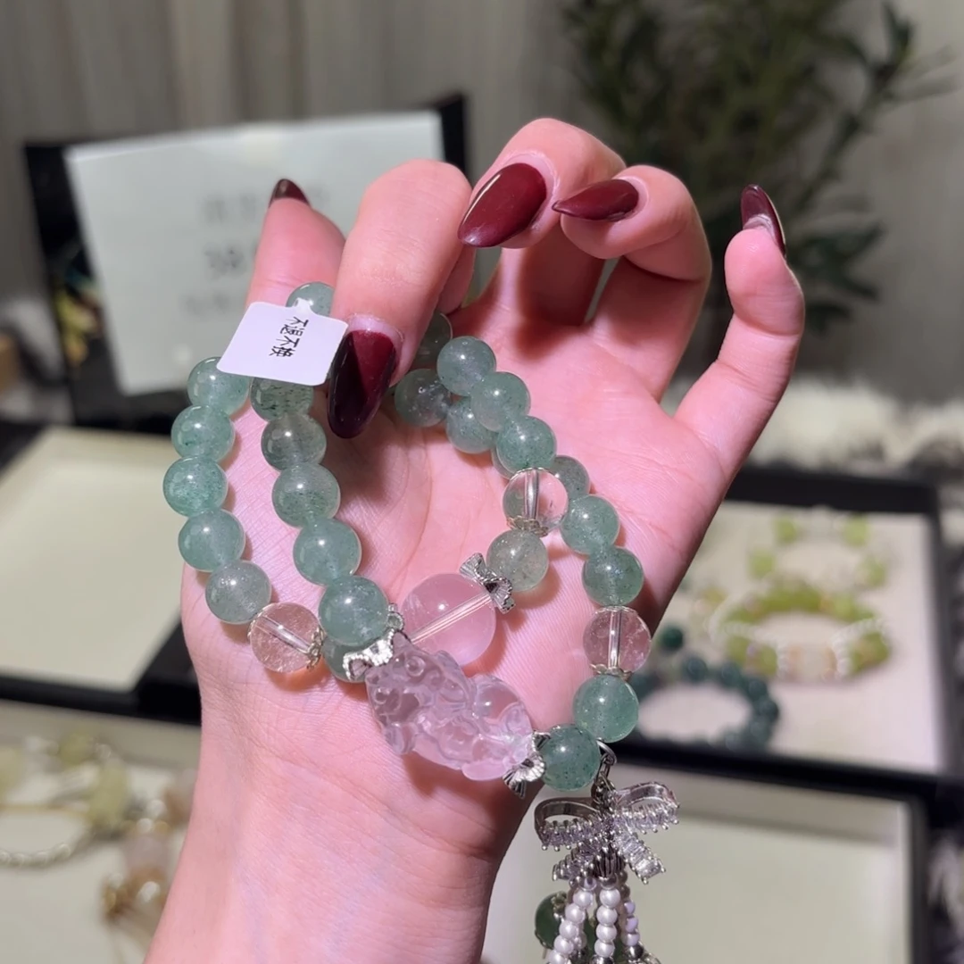 银S925镶嵌烟晶手链