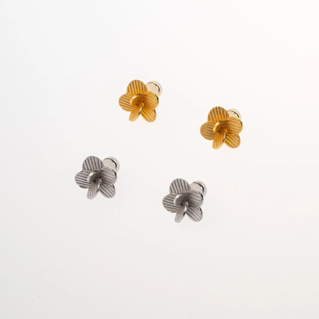 黄铜耳饰 【小海棠】925银耳针耳饰纯铜镀金耳饰