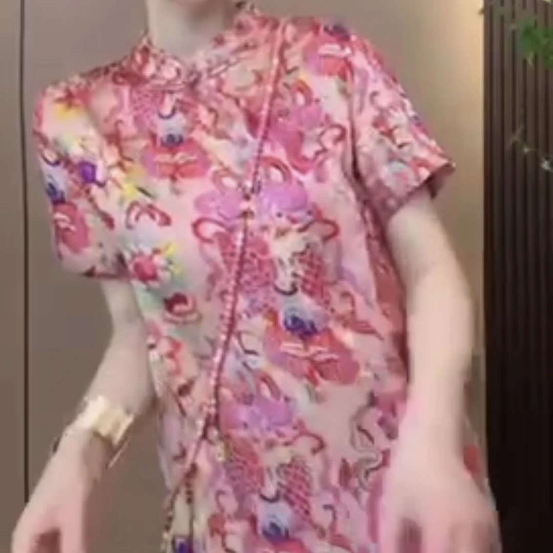 D25071时尚休闲百搭新中式气质女旗袍连衣裙