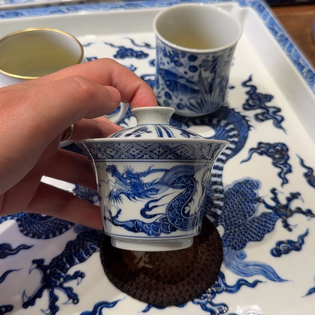 盖碗瓷Z*D2.0马蹄盖碗铠甲龙纹盖下110cc