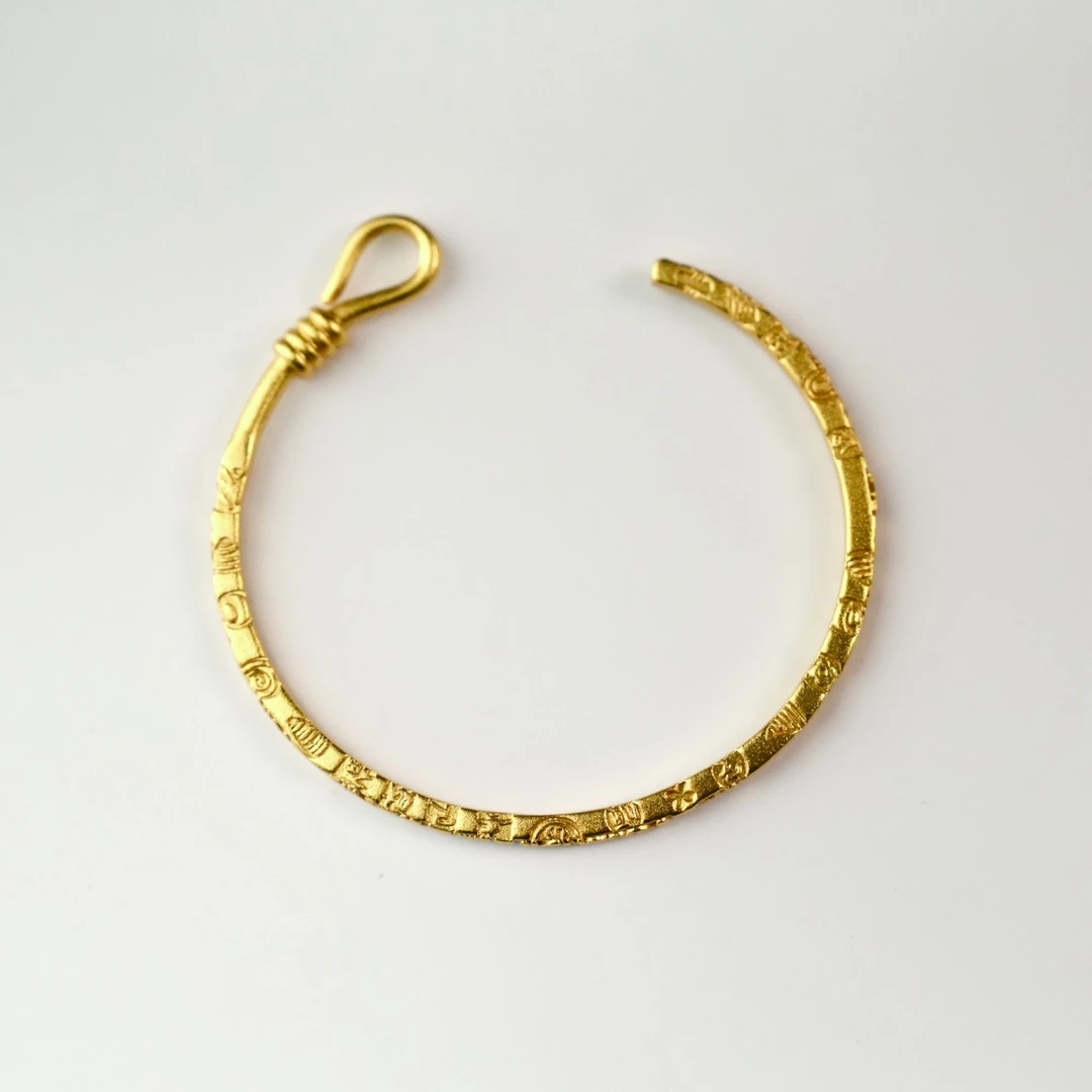 铜合金手镯 【煋火原创】吉言招财纳福开口手镯手工手镯