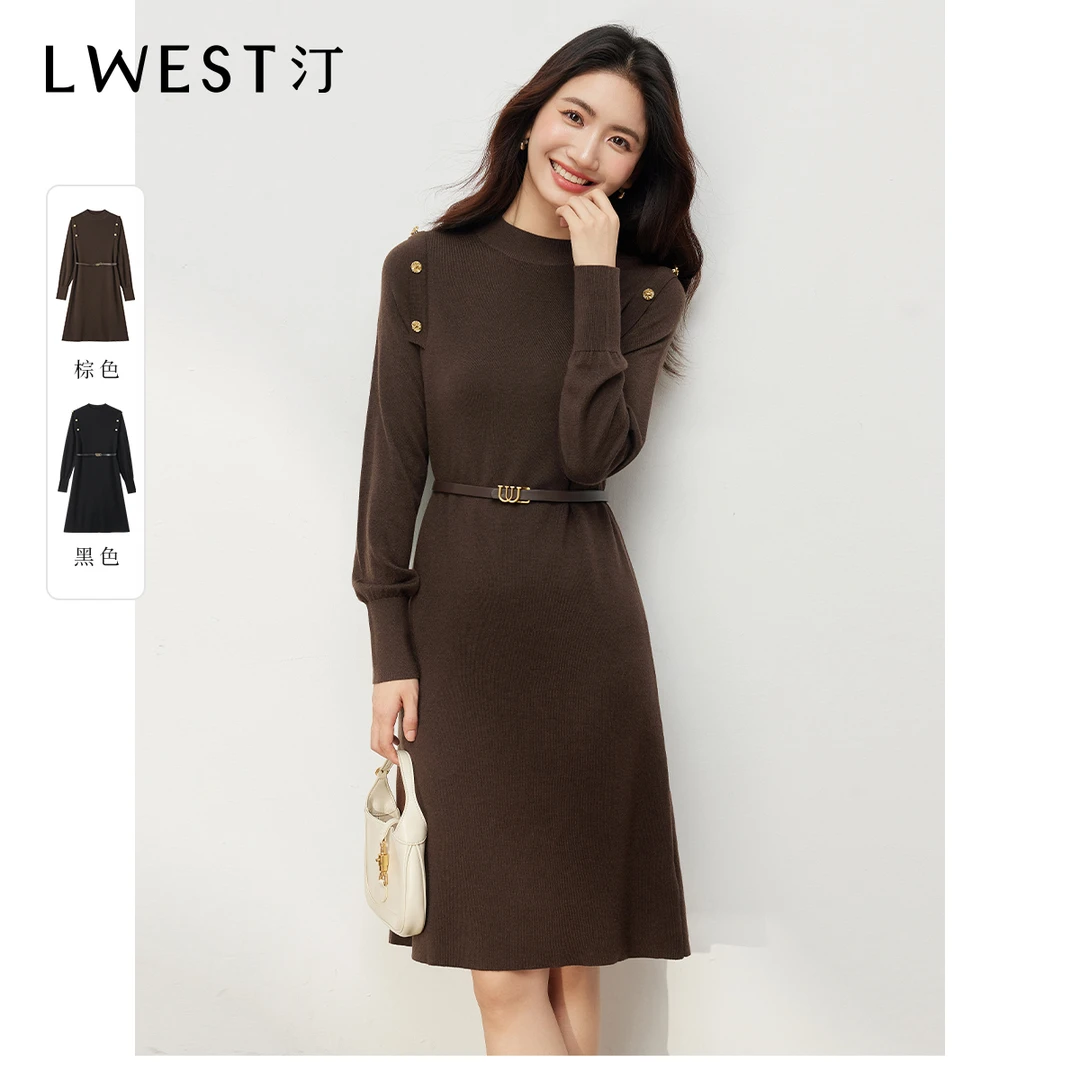 1522【金拐子专属】朗文斯汀设计感高级感针织连衣裙V35101522