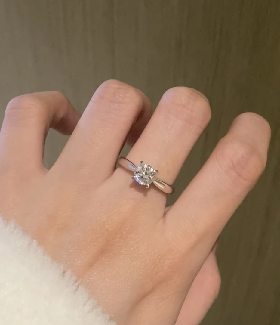 925银莫桑石戒指  戒指时尚【T家四爪】小众求婚戒女戒指0.5-3克拉