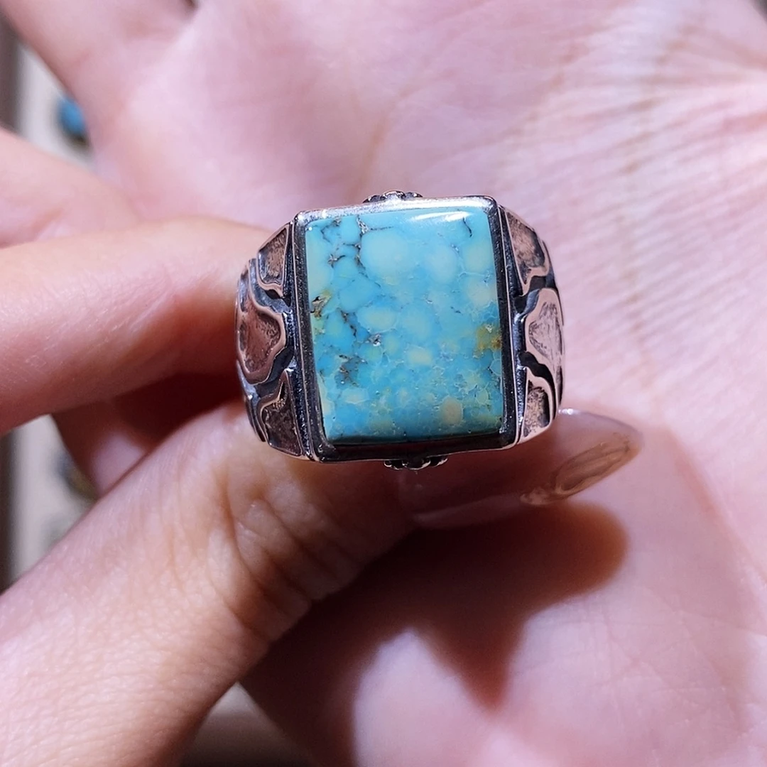 C***C绿松石银S925镶嵌戒指