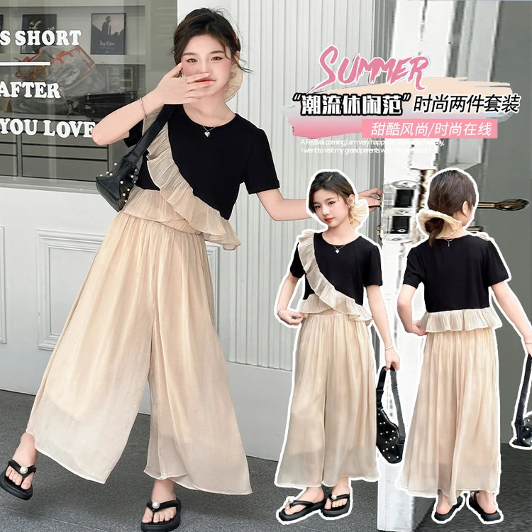 套装甜美夏季纯色女童中大童