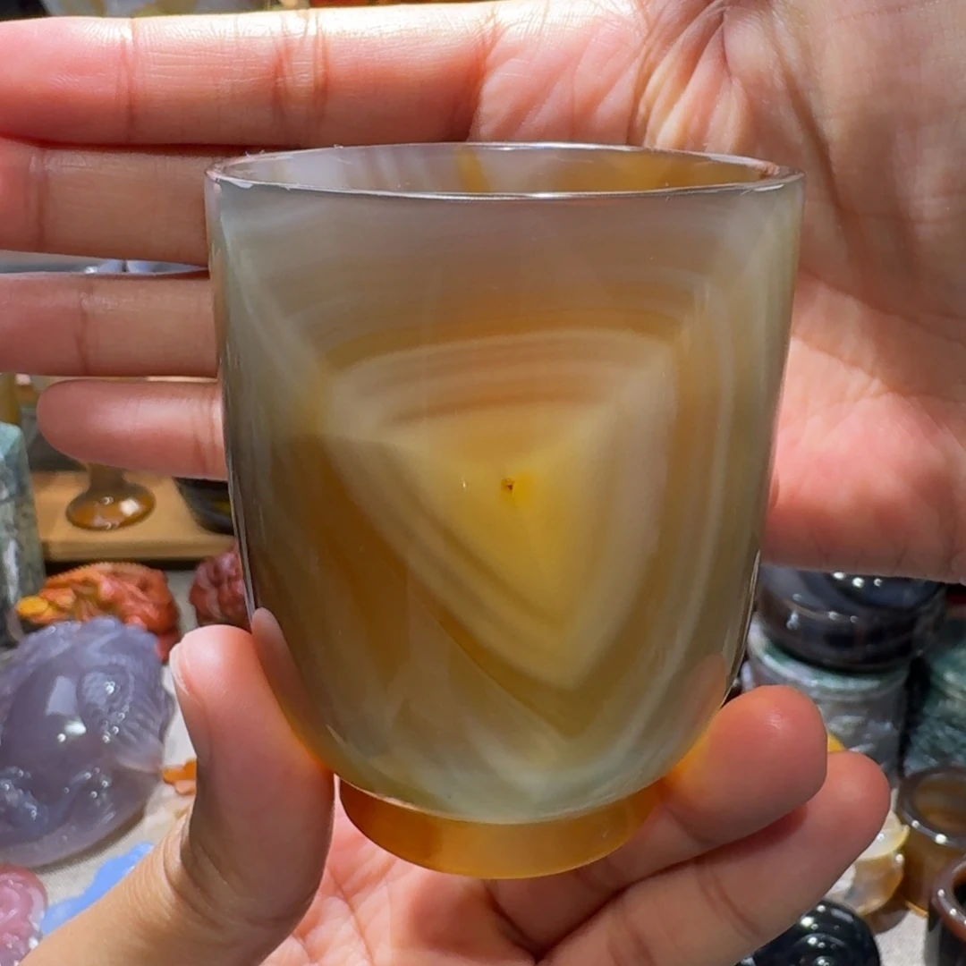 玛瑙/玉髓玛瑙茶杯90毫升未镶嵌