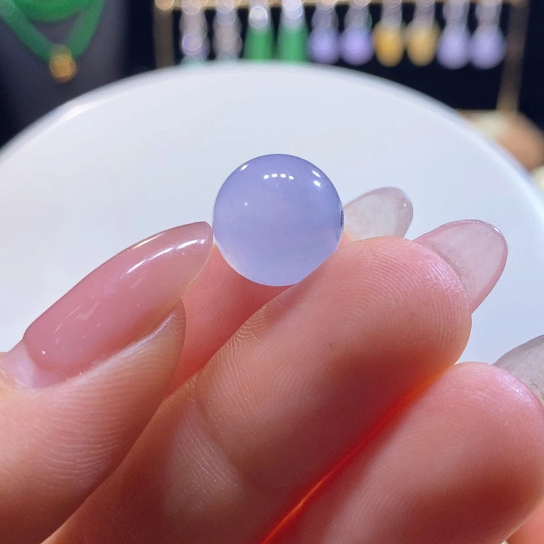 翡翠未镶嵌吊坠(不含链)翡翠奶蓝紫圆珠