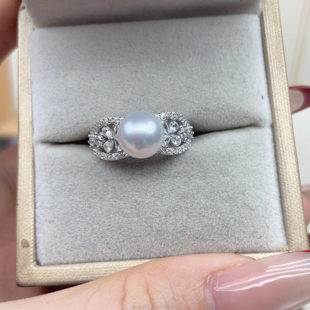 戒指海水珍珠银S925镶嵌S106
