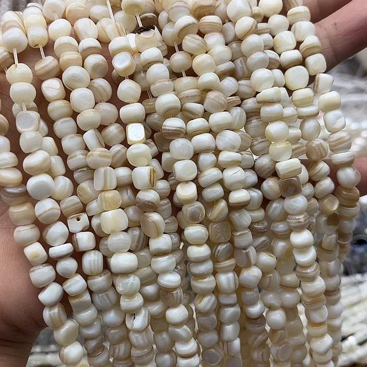 玛瑙/玉髓未镶嵌珠宝半成品2条6mm左右不规则花贝壳