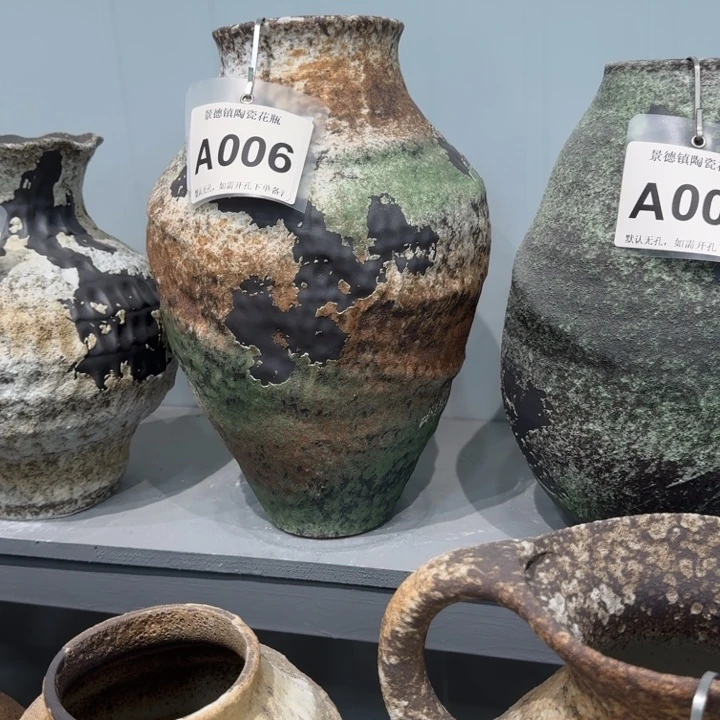 用***8瓷片景德镇高温花器编码006高36口10默认无孔