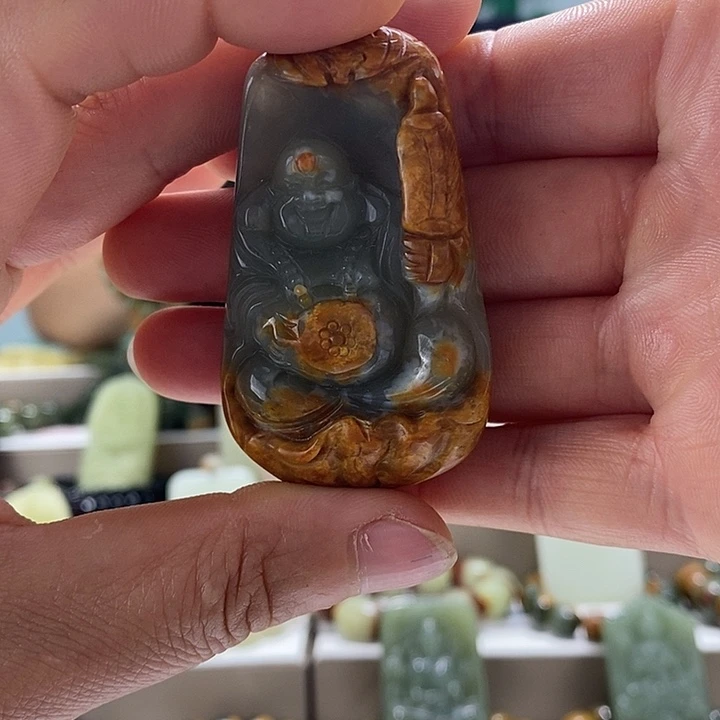 透闪石质玉未镶嵌吊坠(不含链)溜*