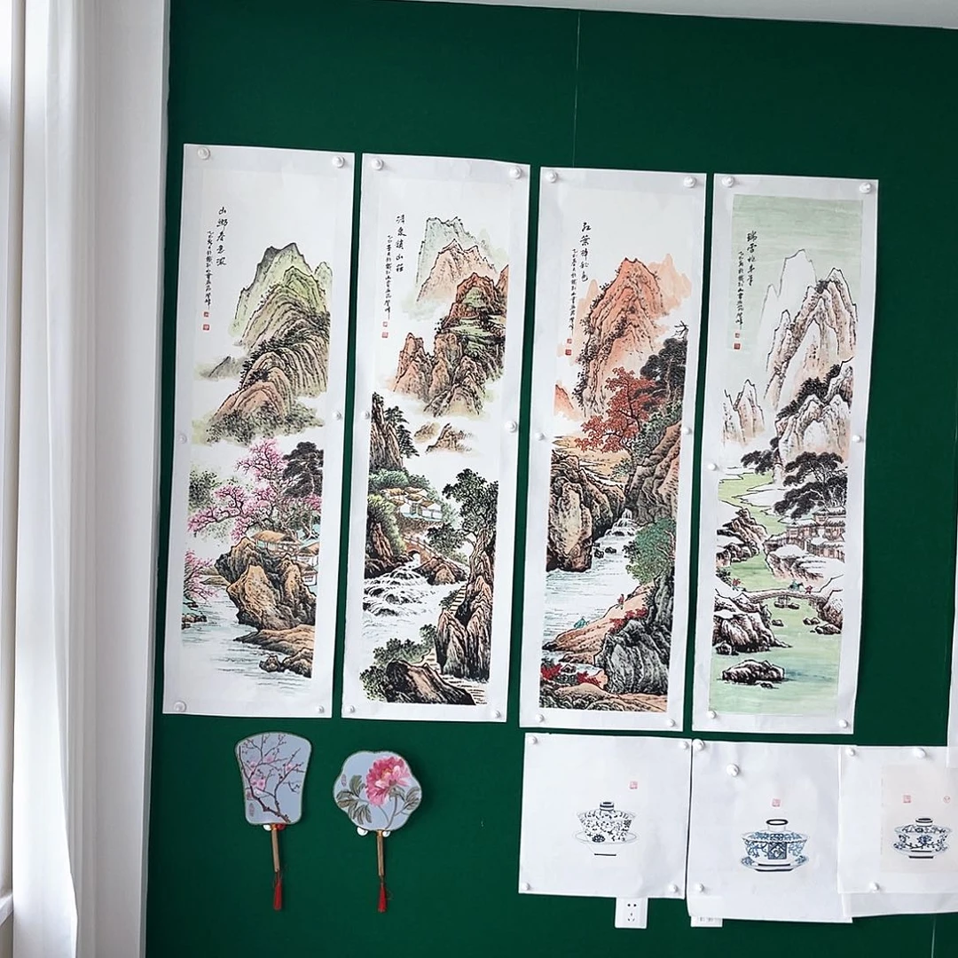 扯***国画王兆吉四条屏哈哈