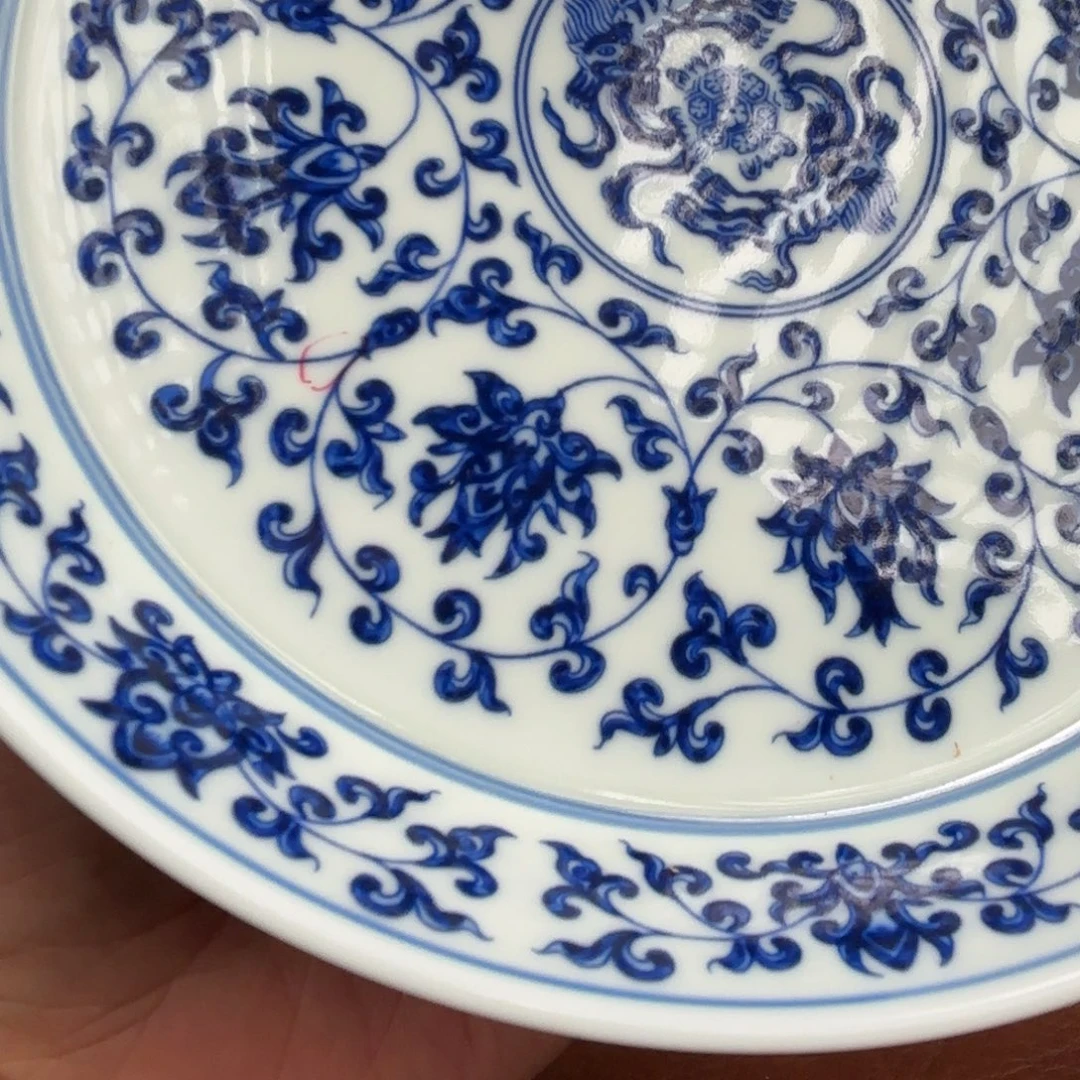 陶摆件微瑕缠枝莲青花景德镇发货